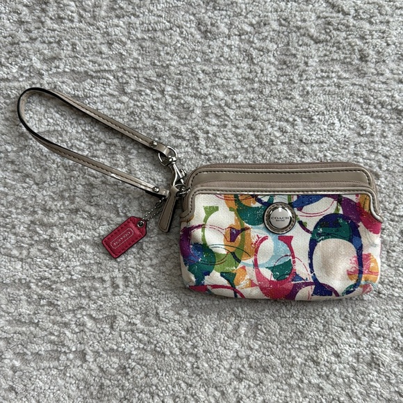 COACH Colorful Poppy with Taupe Patent Leather Details - Authentic- Gently Used - Picture 2 of 9